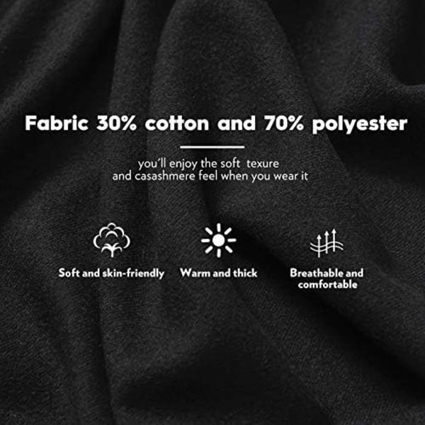 Naisten suuri pehmeä kashmir-huivi Pashmina-huivit Kevyt Huivi Musta - Perfet