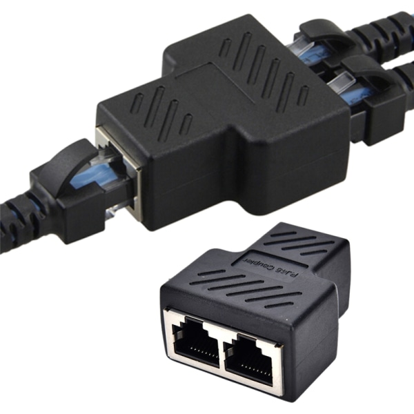 1 till 2 LAN Ethernet Nätverkskabel RJ45 Splitter Plug Adapter - Perfet