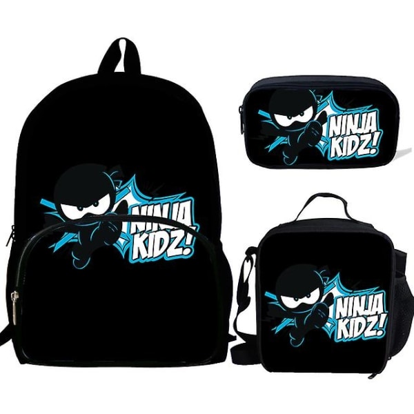 3st/ set Ryggsäck Ninja Kidz Ryggsäck Axelväskor 3d Print Skolväska Mochilas Student Ryggsäck - Perfet H9993