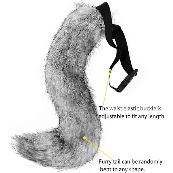 Konstgjord Pälsräv Svans Katt Varulv Cosplay Kostym Set Plysch Mask Fluffiga Tassar Handskar Halloween Jul-Perfekt Dark Gray