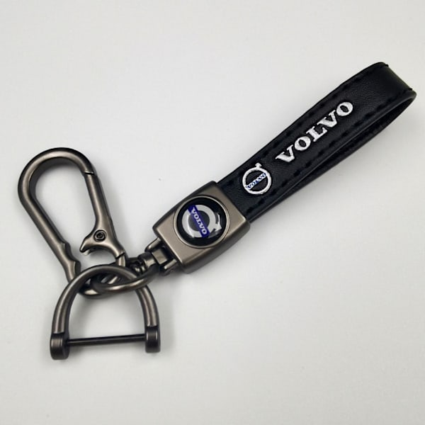 Læder Nøglering til Bil | Metal Finish | Robust Nøglering | Nøglering og Krogbeslag - Perfekt Silver Hardware Volvo