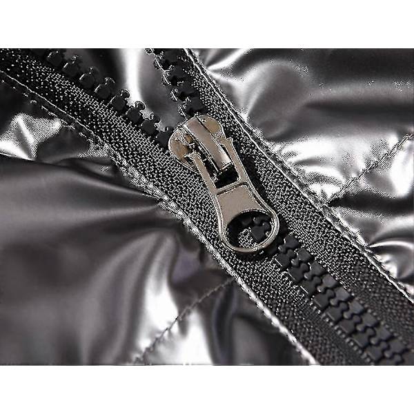 Hooded Shiny Pufferjackor Vinterjackor för Män - Perfekt silver 2XL