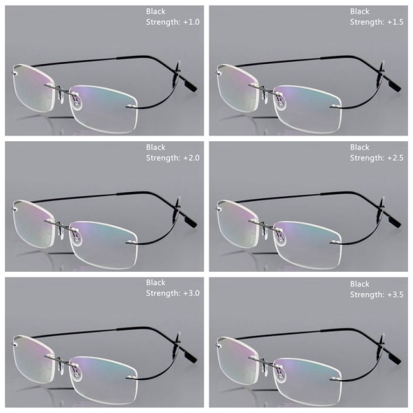 Læsebriller Brillehukommelse Titanium BLACK STRENGTH-350 - Perfet black Strength-350