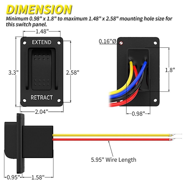 2-pack omvänd polaritetsswitch 12V DPDT Momentan 3-läges vippbrytare IP67 Vattentät Marin ON-Perfet