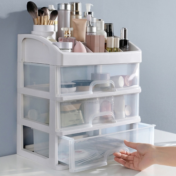 Flerlags opbevaringsboks Støvtæt smykker Makeup Organizer Klar skrivebordsæske til gør-det-selv-værktøj Brevpapir 2