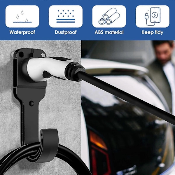 EV-laddkabelhållare Väggmonterad med krok för typ 2 GBT-standard EV-laddare tillbehör - Perfekt