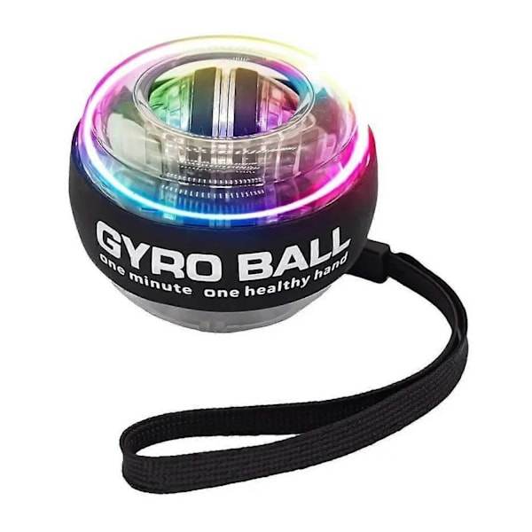Självstartande handledsboll, portabel handledskraft gyroskopisk boll, handledsstärkande enhet svart med ljus-Perfet