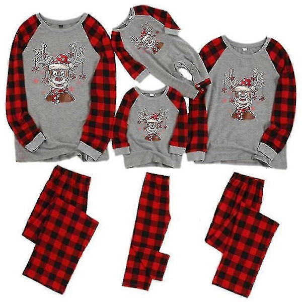 Julepyjamas til mor, far og børn - Julefamilie Matchende Nattøj Festlige Pyjamas Sæt - Perfekt Baby-24M