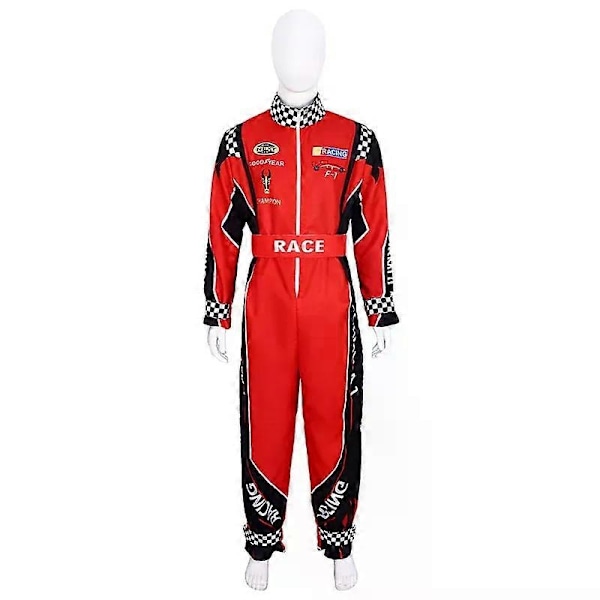 Voksen Racer Cosplay Kostume Mænd Rød Jumpsuit Kvinder Racerkører Udklædning - Perfekt L