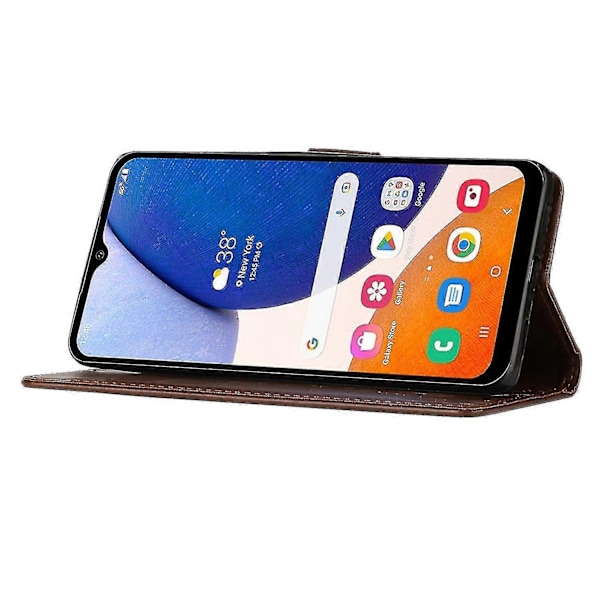 Kompatibel med Samsung Galaxy A55 5G Sommerfugl Lærveske Telefondeksel med Stativ Lommebok-Perfekt Brown