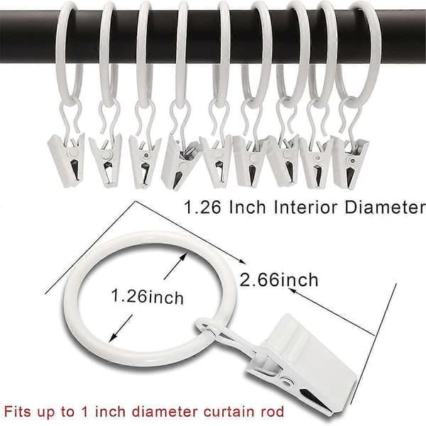 40 gardinringer med klips, draperiklips med ringer, gardinringer 3,2 cm indre diameter - Perfekt