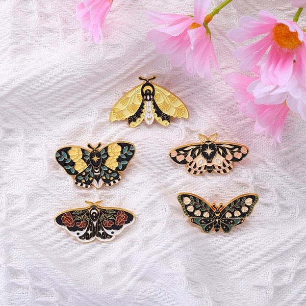 Retro Butterfly Moth Emalje Broche Tegnefilm Insekt Badges Lapel - Perfet D