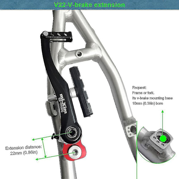 Mi.xim Sykkel V-brems Forlengeradapter Modifikasjon Utskifting-Perfekt Black