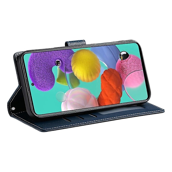 Kompatibel med Samsung Galaxy A24 4G (162.1 x 77.6 x 8.3mm) Etui Læder Lås Wallet Stand Telefon Cover - Perfekt Dark Blue