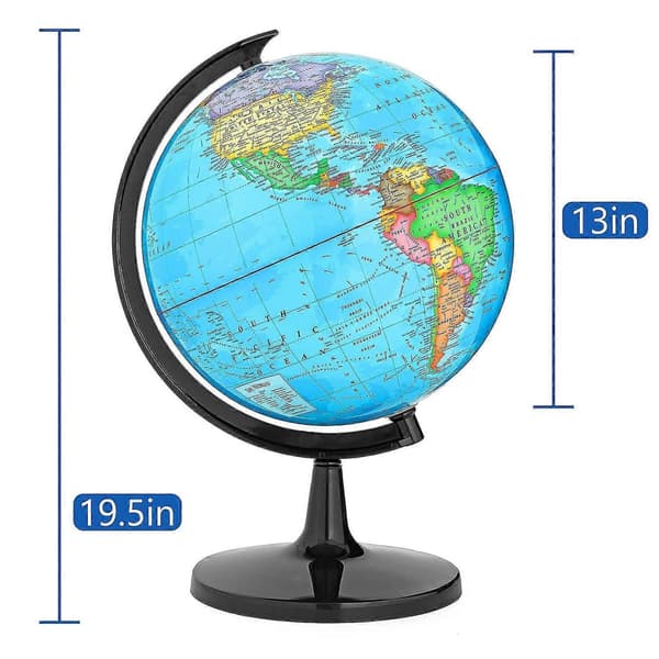 Verdensglobus med stativ, 33 cm skrivebordsglobus til klasseværelset, 360° rotation, blå-Perfet