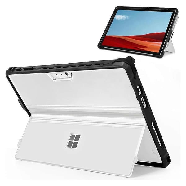 Tabletfodral Kompatibelt med Microsoft Surface Pro 7 Plus 6 5 Pro 4 LTE, Stöttåligt Folio Skyddande R-Perfet Transparent