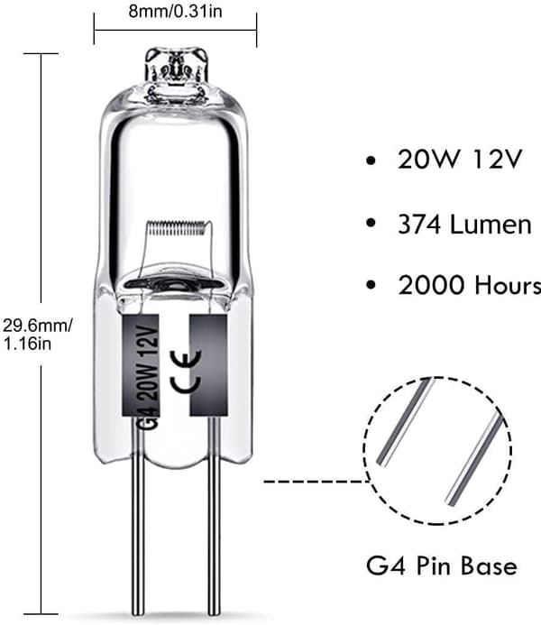 G4 halogenlampor 20W 12V - Varmvitt ljus - 10-pack 20W 10pcs