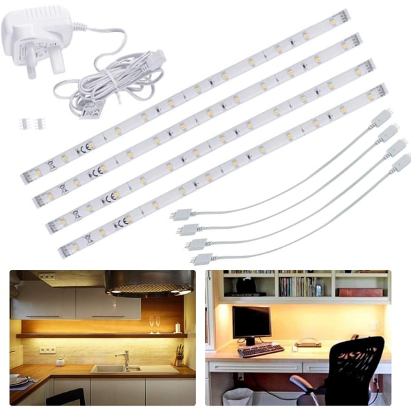 LED-lys under kjøkkenskap (varmhvitt 4x30cm) - Perfet