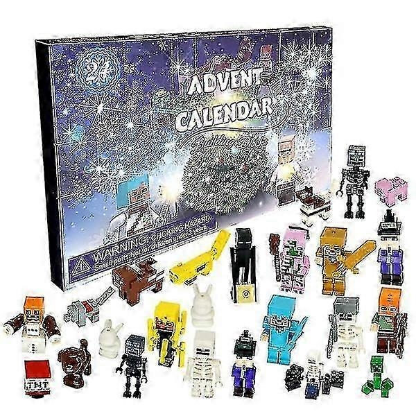 24 stk Julekalender Minecraft Samlet Byggeklodselegetøj Julegave Halloween Legetøj Gave Minifigur Sæt Puslespilgaver 24 stk-Perfet