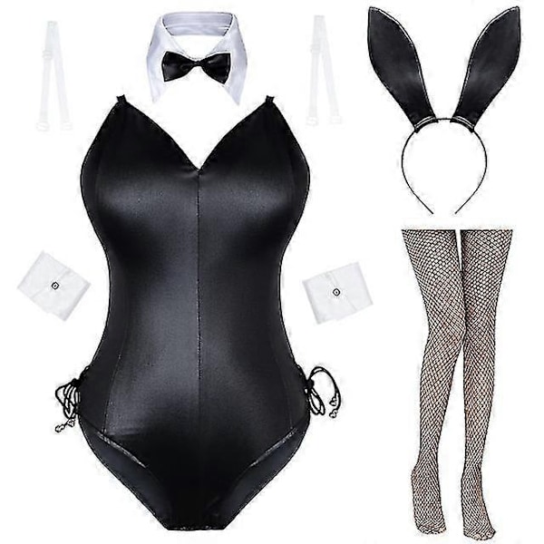 Naisten Pupu Asu Tyttö Puku Senpai Cosplay Anime Rooliasu Yksiosainen Body Sukat Setti - Täydellinen M