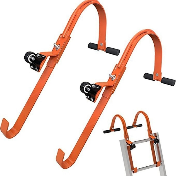 2 st Stegar Takkrokar med Hjul Tungt Stål Stege Stabilisator 500 lbs Lastkapacitet Tak Ext-Perfet