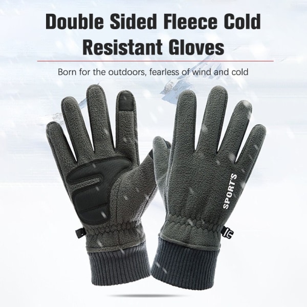 Menn Vinter Touch Gloves Men Plus Velvet Thicken Driving Warm - Perfet Black