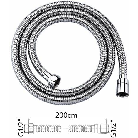 Universell Duschslang (G1/2\", 2 m), Knickfri Duschslang, Rostfritt Stål/Krom - Perfekt