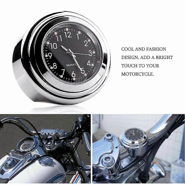 2 ST Motorcykel Kvarts Klocka och Termometer 7/8 Tum Vattentät Cykelstyre Klocka Aluminium Universal Tillbehör-Perfet
