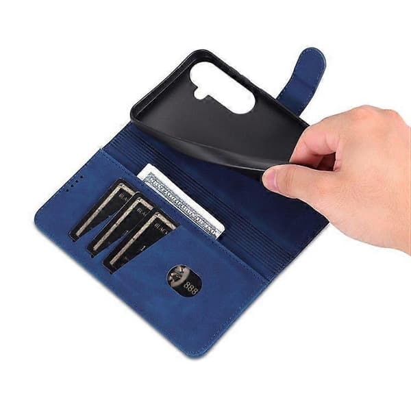 Kompatibel med Samsung Galaxy S25 Fodral PU Läder Plånbok Mobilskal - Perfekt Blue