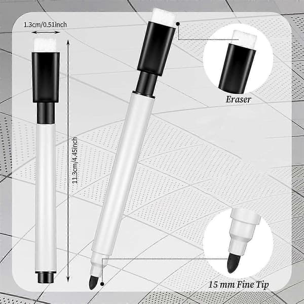 100 Stykker Whiteboardtusser Whiteboard Sort Whiteboardtusser med Gummihætte Fin Spids Whiteboard M-Perfet