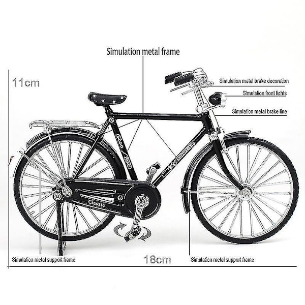 1:10 Legering Klassisk Retro Cykel Model Ornament-Perfekt Red Man Style