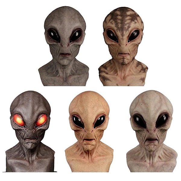 Gyser Alien Maske Halloween Uhyggelig Latex UFO Store Øjne Alien Fuld Hoved Party Maske Alien Hovedbeklædning Maskerade Party Kostume Rekvisitter-Perfekt B