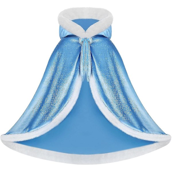 Dubbelsidig Kap för Vuxna och Barn, Påsk Halloween Jul Kap Maskerad Vampyr Häxa Trollkarl Cosplay Kap - Perfekt Blue 130cm