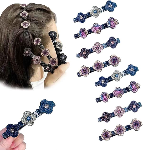 4/8 st Glittrande Kristallsten Flätade Hårklämmor Sida Hårklämma - Perfekt 8pcs