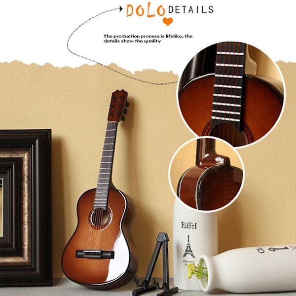 Miniatyr-replika av ornamentale gitarer Mini klassisk gitar/elektrisk gitarmodell Julepynt-Perfekt Wood Color Classical Guitar