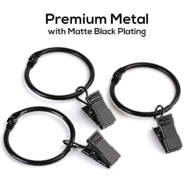 Gardinringer i metall som kan åpnes med klips, 31 mm indre diameter - Perfekt