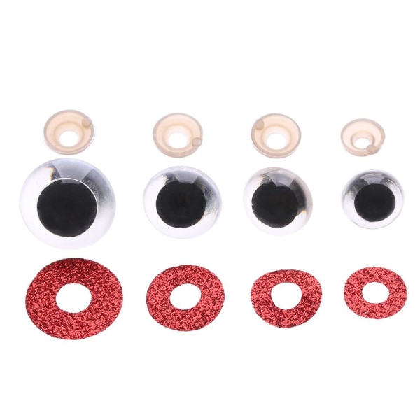 20 stk 16/18/20/24 mm Glitter Safety Eyes Runde Plast ROSE RED - Perfet