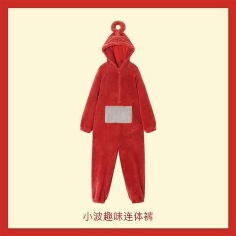 Teletubbies voksen heldragt pyjamas tyk koralfleece - Perfekt Red S