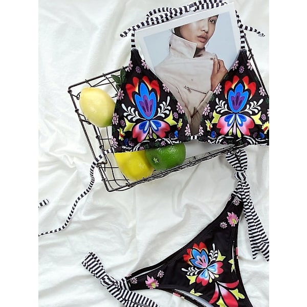 Bikini Split Baddräkt Triangel Tie Baddräkt black M