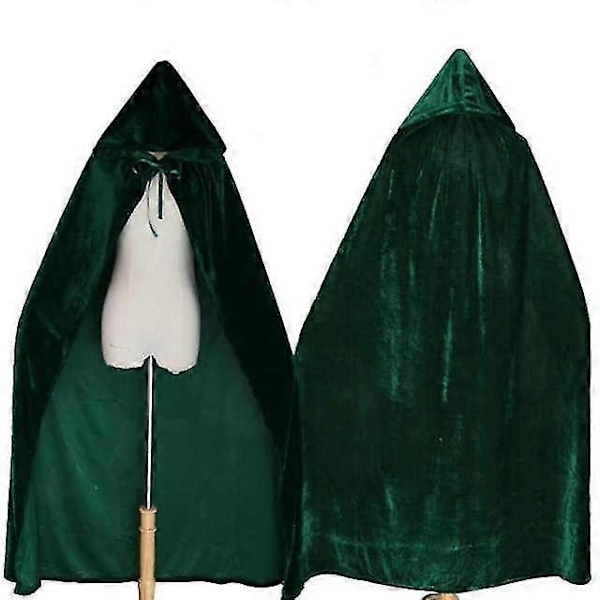 Halloween-asu Unisex Hieno Samettihuppu Aikuiselle Noita Pitkä Vihreä Halloween-huppu - Perfet L