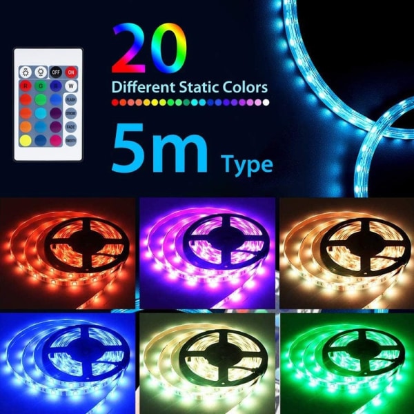 RGB LED Strip USB 5M LED Strip Led Lights Led String Lights, - Perfet