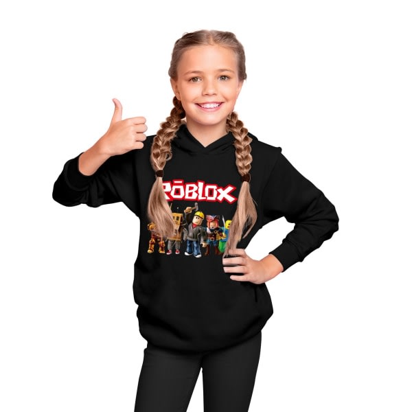 Roblox hættetrøje til børn Overtøj Pullover Sweatshirt sort black 100cm