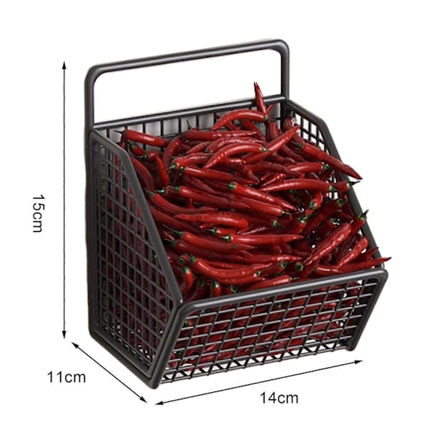 Väggmonterad förvaringshylla utan hål, ihålig fackdesign, kök, lök, ingefära, vitlök, förvaringskorg, Jikaixiang-Perfet White M