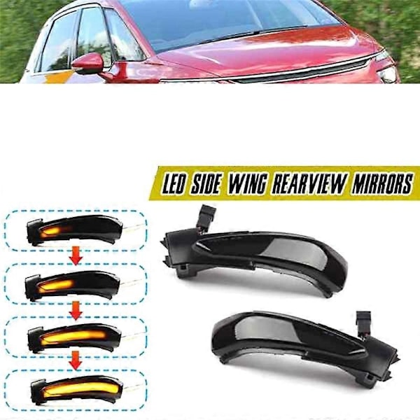 Dynamisk LED Blinklys Bakspejl Lysindikator Kompatibel med Peugeot 508 Citroen C4 Picasso DS5-Perfet
