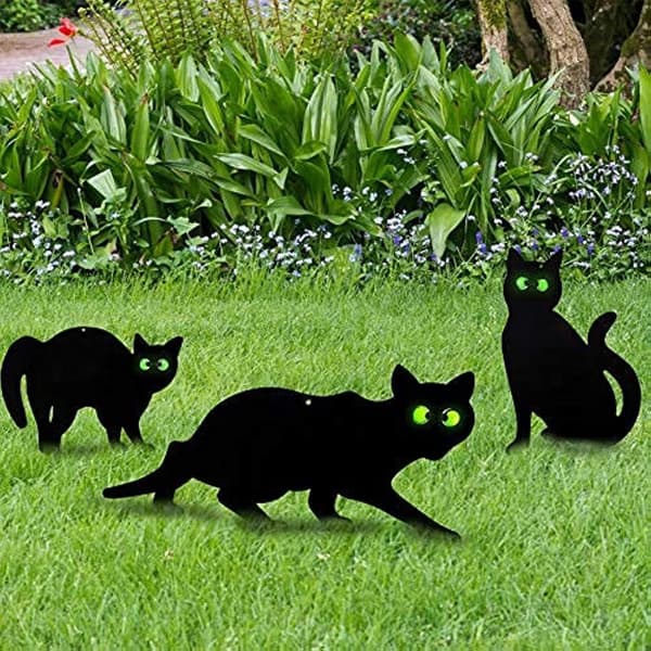 Kattefigur sæt (3 dele), 2D realistisk katte-design med reflekterende øjne