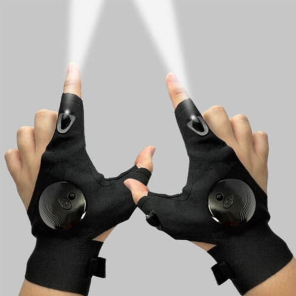 Fingerhandsker med LED-lommelygte Outdoor Gear Torch Fishing - Perfet Black