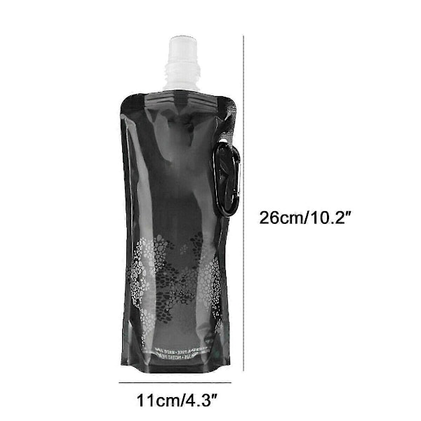 2x 500ml sammenleggbare vannflasker, camping drikkevannsposer, perfekt for løping og sykling utendørs 1 black and 1 rose