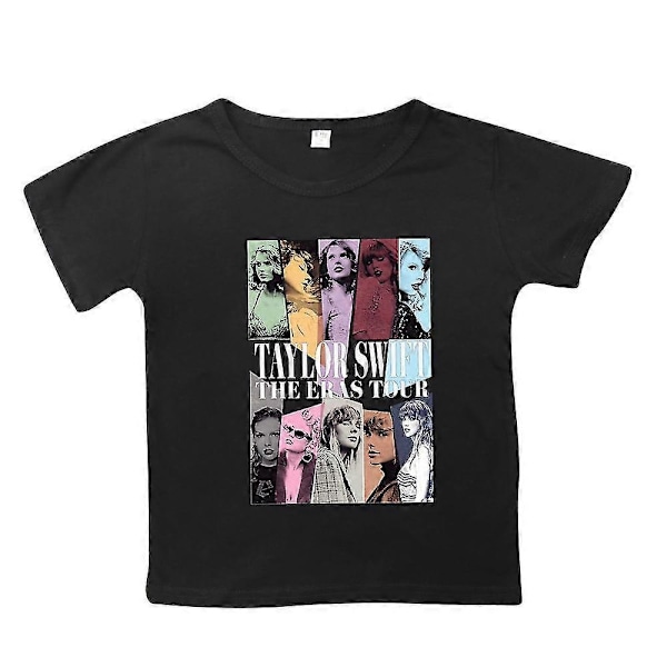 T-shirt med Taylor Swift Time Tour-tryck för flickor 6-10 år - Perfekt för sommaren black 9-10 years old