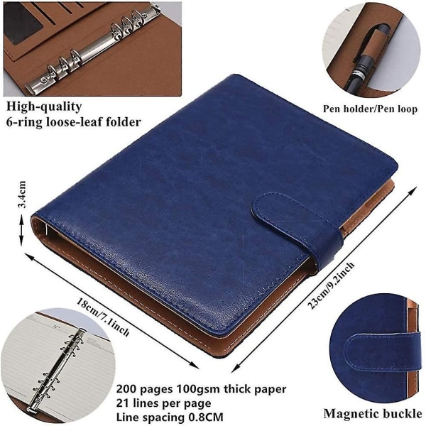 Notebook A5 Läder Filofax Refillable Diary Executive Conference Folder 6 Ring - Perfet