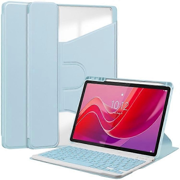 Kompatibelt Kompatibelt med Lenovo Tab M11 / Xiaoxin Pad 11 2024 Fodral PU+Akryl Tablet Ställ Skydd med Bluetooth Tangentbord-Perfet Azure